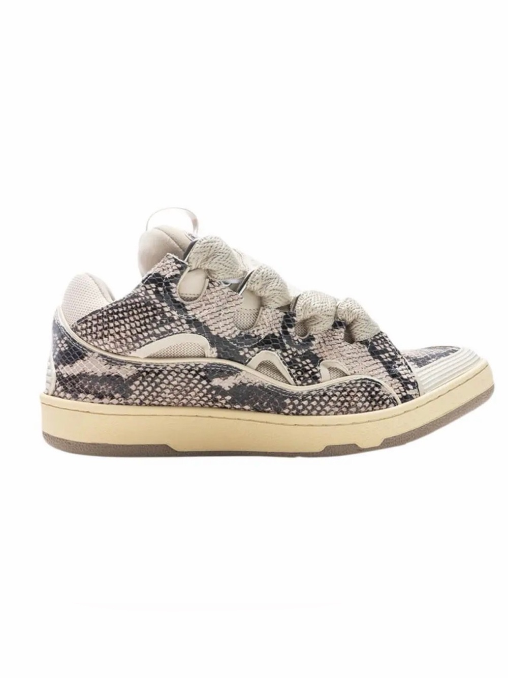 Lanvin Curb Python Print Sneakers - Beige